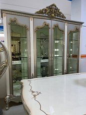 Столова Шанель Софа комплект: витрина 4 дверная + буфет с зеркалом + стол обеденный 240/280х120 + 6 стульев