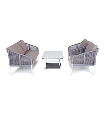 Комплект Канны: диван 2 местный + 2 кресла + стол журнальный светло-серый