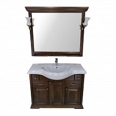 Комплект для ванной комнаты Модена 105:тумба+умывальник+зеркало тёмный орех