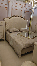 Спальня Паола Софа комплект: кровать 180х200 + 2 тумбы прикроватные + комод с зеркалом + шкаф 6 дверный + пуф