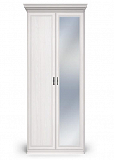 Шкаф Неаполь 2 дверный с зеркалом ясень анкор светлый (патина серебро)