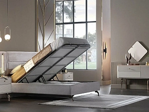 Кровать Ларисса 160х200 с мягким изголовьем с подсветкой и подъемным механизмом