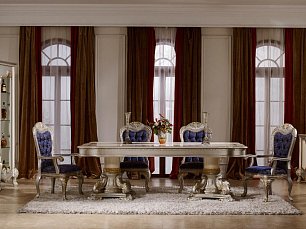 Столова Шанель Софа комплект: витрина 4 дверная + буфет с зеркалом + стол обеденный 240/280х120 + 6 стульев