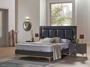 Кровать Карлино 150х200 с мягким изголовьем и подъемным механизмом глянец