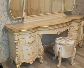 Вивальди Софа стол туалетный с зеркалом трюмо слоновая кость