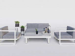 Виллино мягкая мебель: диван 2 местный + кресло + кофейный столик серый