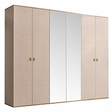 Шкаф Римини 6 дверный с зеркалом РМШ1/6 латте+золото лак глянец