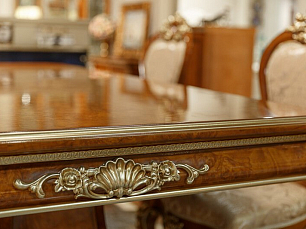 Фирензе Софа столовая комплект: витрина 4 дверная + буфет с зеркалом + стол обеденный 200/250х112 + 6 стульев