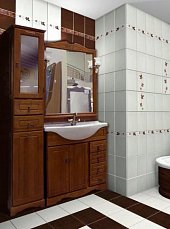 Комплект для ванной комнаты Клио 85: тумба с раковиной+зеркало со светильниками светлый орех