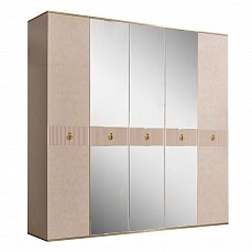 Шкаф Римини Соло 5 дверный с зеркалом РМШ1/5(s) латте+золото лак глянец