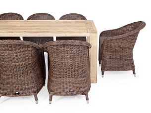 Комплект Арбаро С: стол обеденный + 8 кресел коричневый