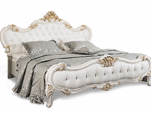 Кровать Натали 160х200 с мягким изголовьем белый глянец