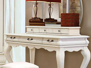 Оскар стол туалетный с зеркалом ММ-216-06 белая эмаль с патиной