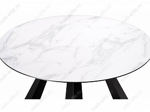Стол обеденный Вернер 115х115 круглый белый мрамор / черный 