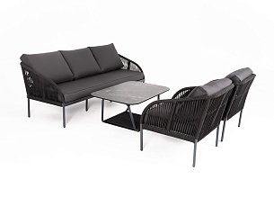 Комплект Канны: диван 3 местный + 2 кресла + стол журнальный темно-серый