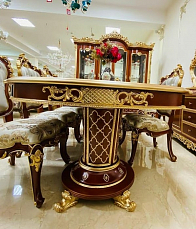 Стол обеденный Версаль 300х120 орех с золотом