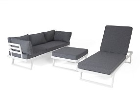 Комплект-трансформер садовой мебели Альпы из алюминия: угловой диван + столик с подушками