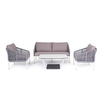 Комплект Канны: диван 2 местный + 2 кресла + стол журнальный светло-серый