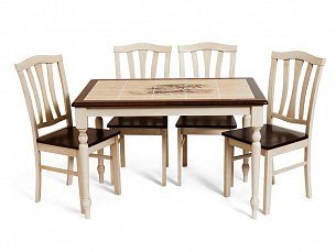 СТ столовая комплект: СТ стол обеденный 115х75 3045P белый +  6 стульев СТ 8162 белый
