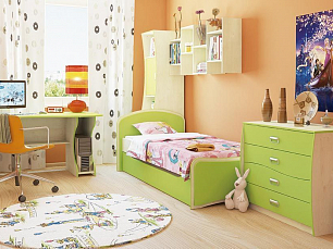 Спальня Комби детская МН-211 комплект: шкаф 2 дверный МН-211-16 + кровать МН-211-02 + комод МН-211-24