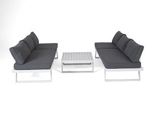 Комплект-трансформер садовой мебели Альпы из алюминия: угловой диван + столик с подушками