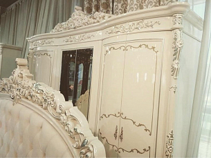 Шкаф Версаль АРД 6 дверный с зеркалом крем глянец