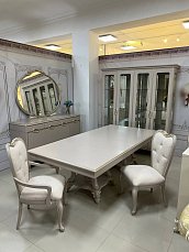 Столовая Верона комплект: витрина 4 дверная + буфет с зеркалом + стол обеденный 240/300х120 + 6 стульев
