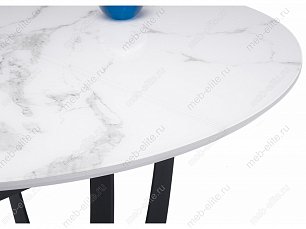 Стол обеденный Венера 110/148х110 белый мрамор / графит круглый